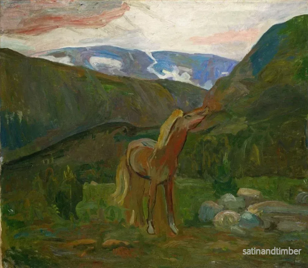 Reproduktion av målningen Häst i bergen - Oluf Wold-Torne - Bild 2