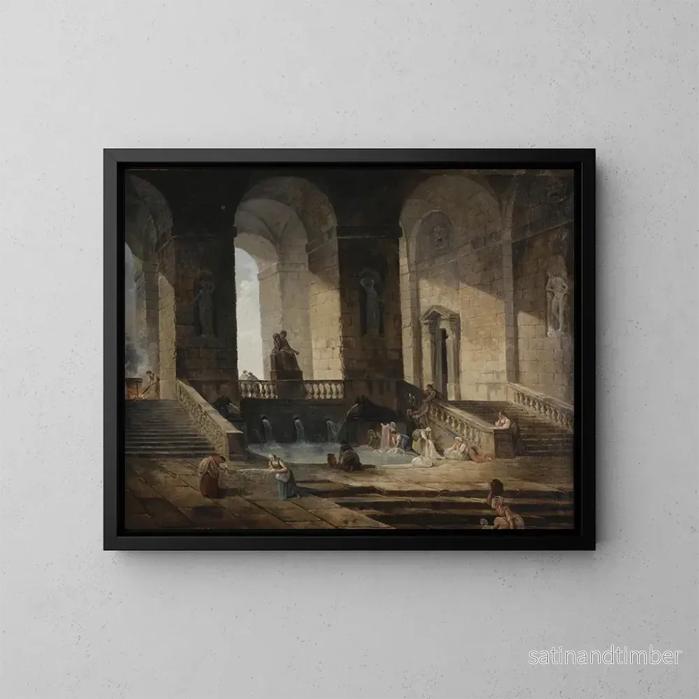 Reproduktion av målningen Lavandières i en romersk arkitektur - Hubert Robert