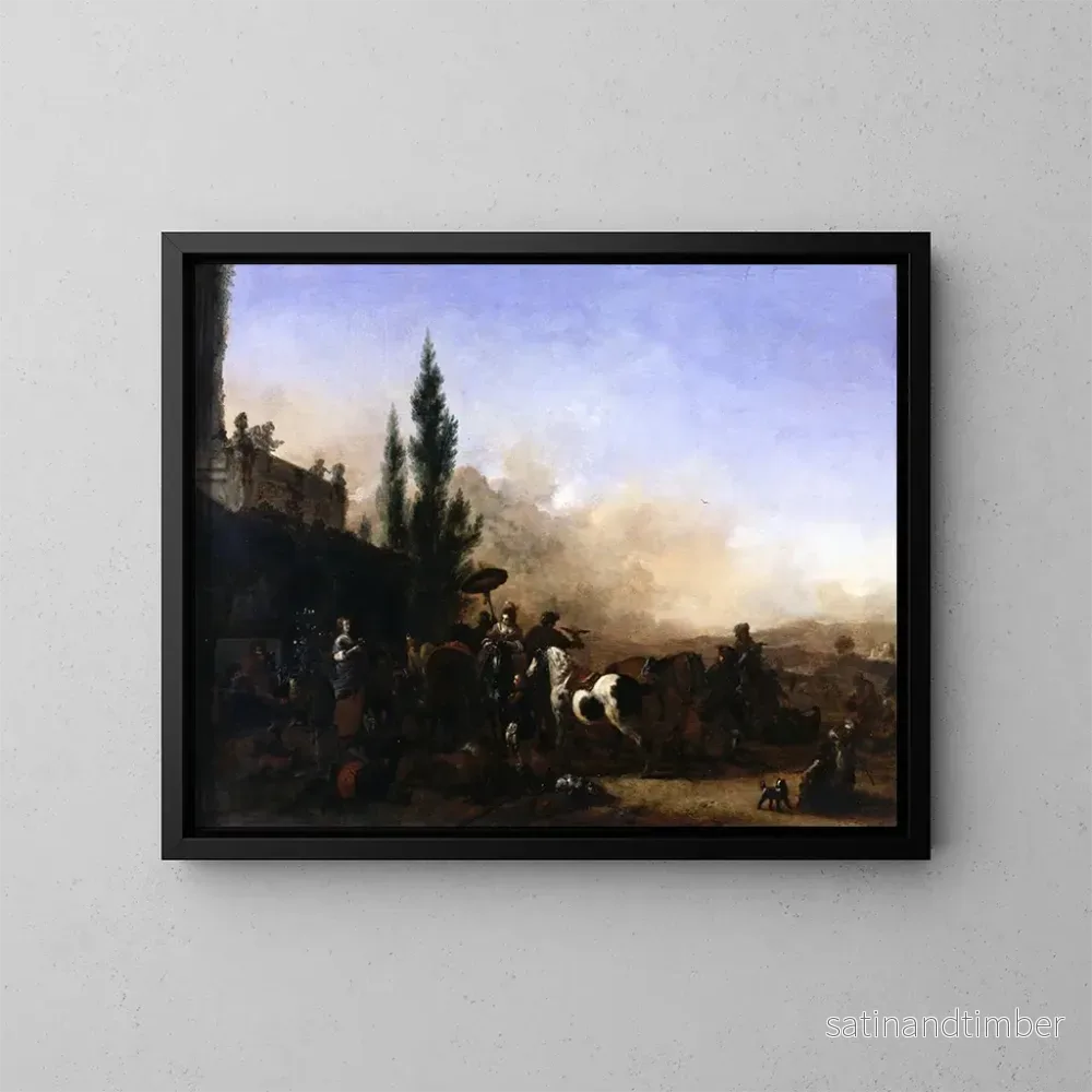 Reproduktion av målningen Le Retour de Hawking – Philips Wouwerman Reproduktion av målningen Le Retour de Hawking – Philips Wouwerman