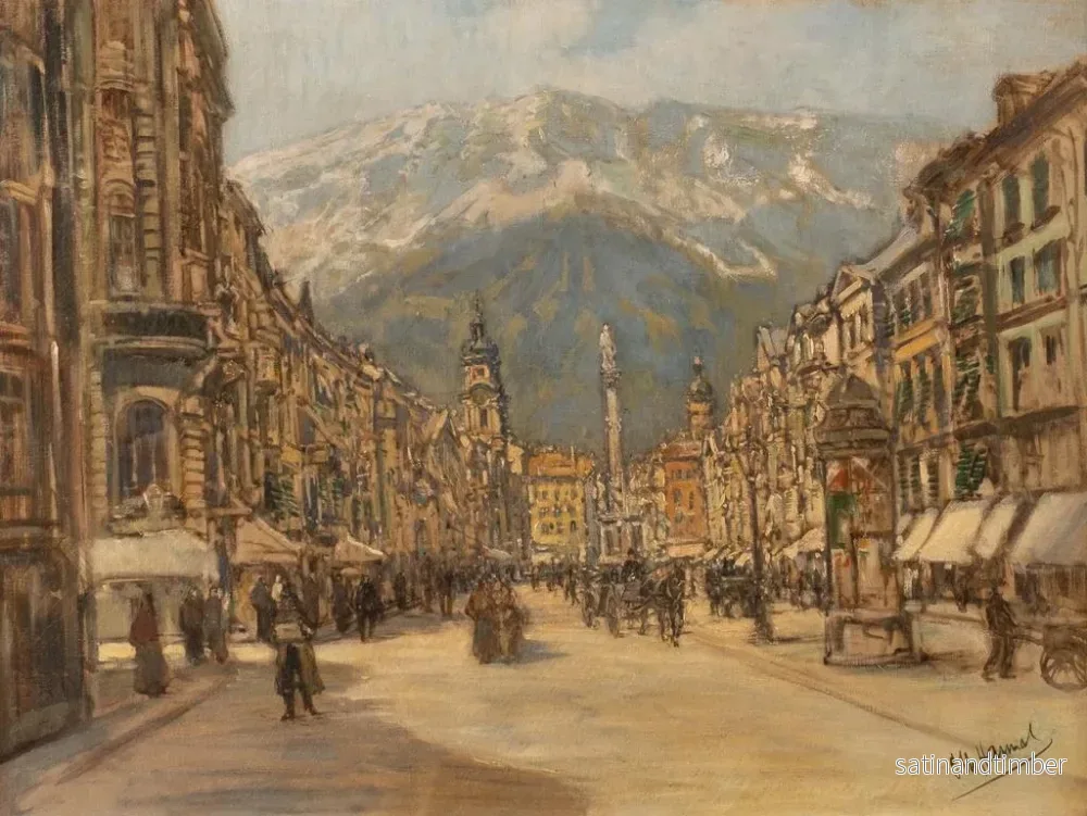 Reproduktion av målningen Vue d'Innsbruck sur la rue Marie-Thérèse - Otto Hamel - Bild 2