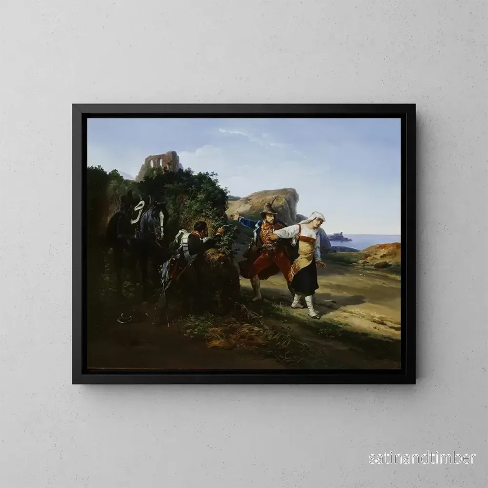 Reproduktion av målningen Le brigand trahi - Horace Vernet
