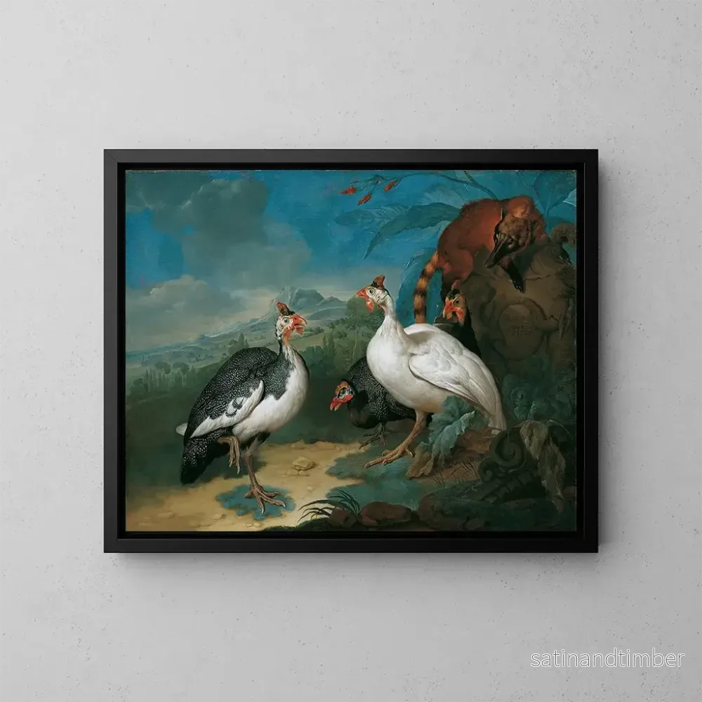 Reproduktion av målningen Perlhühner och Nasenbrüche - Philipp Ferdinand de Hamilton