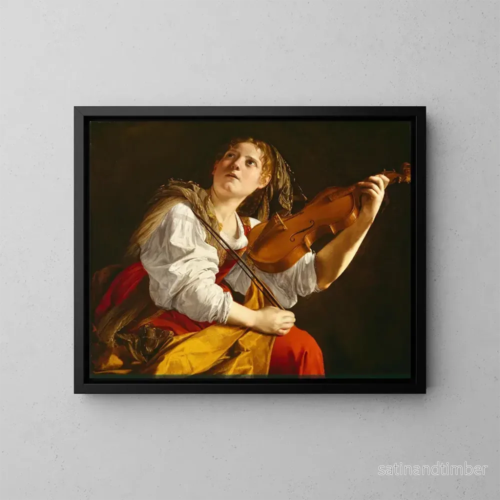 Reproduktion av målningen Ung kvinna med violin, Sainte Cécile - Orazio Gentileschi