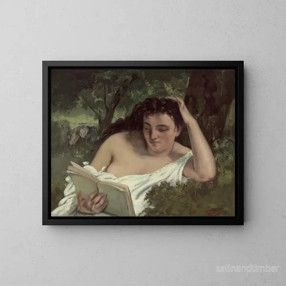 Reproduktion av målningen En ung kvinna läser - Gustave Courbet
