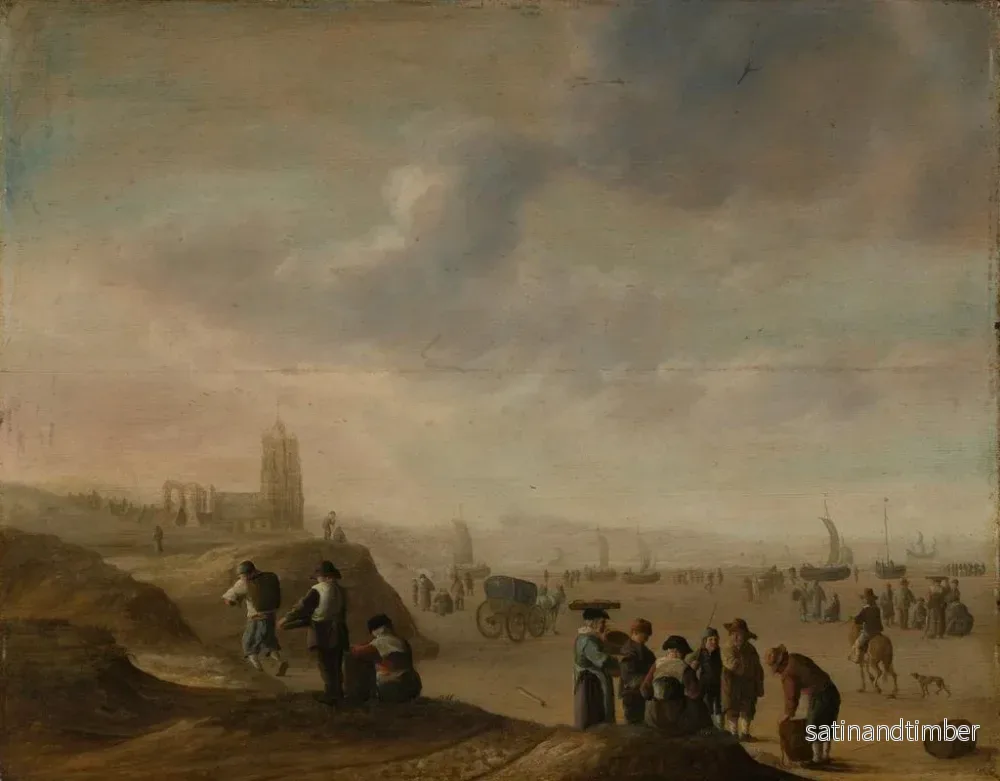 Reproduktion av målningen av strandscen med många figurer - Cornelis Beelt - Bild 2