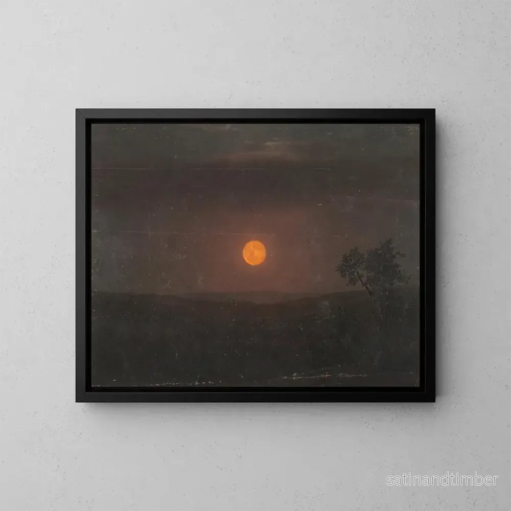Reproduktion av målningen av kyrkans gård i månsken - Frederic Edwin Church