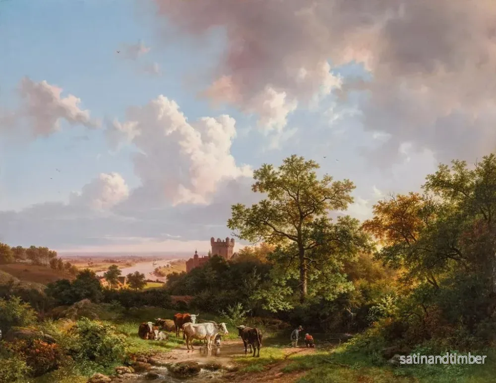 Reproduktion av målningen Ett panoramiskt landskap med utsikt över Rhen och ett slott - Barend Cornelis Koekkoek - Bild 2