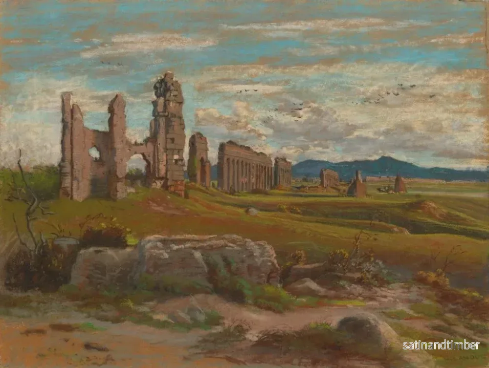Reproduktion av målningen L'Aqua Claudia i den romerska landsbygden - Félix-Hippolyte Lanoë - Bild 2