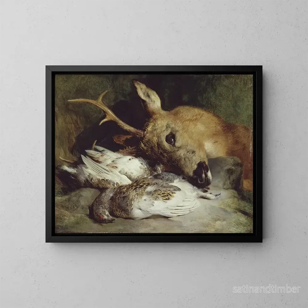 Reproduktion av målningen Tête de chevreuil och två lagopèdes - Sir Edwin Henry Landseer