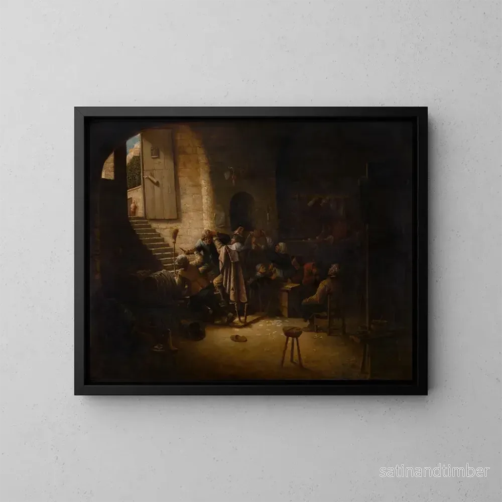Reproduktion av målningen La scène de la taverne des armes d'Anvers - Joos van Craesbeeck