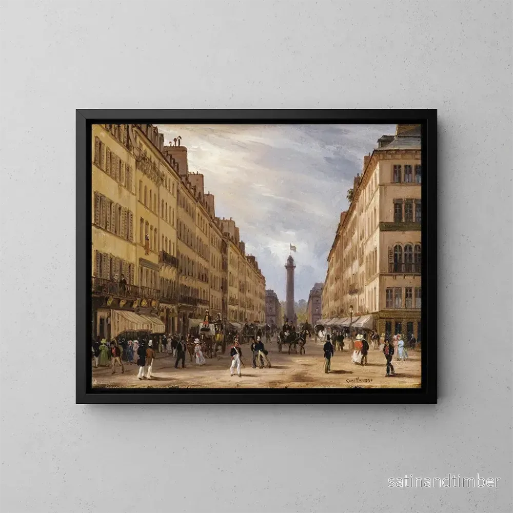 Reproduktion av målningen Paris, rue de la Paix, la place Vendôme, arrière-plan - Giuseppe Canella