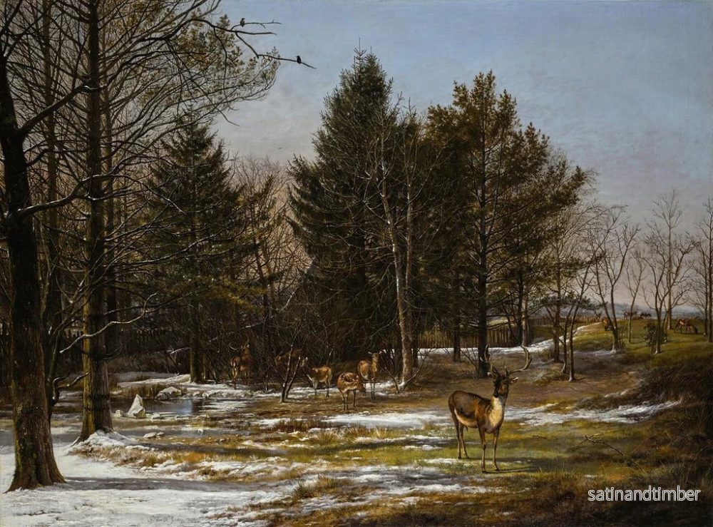 Reproduktion av målningen Ett vinterlandskap med skog och rådjur - Pieter Gerardus van Os - Bild 2
