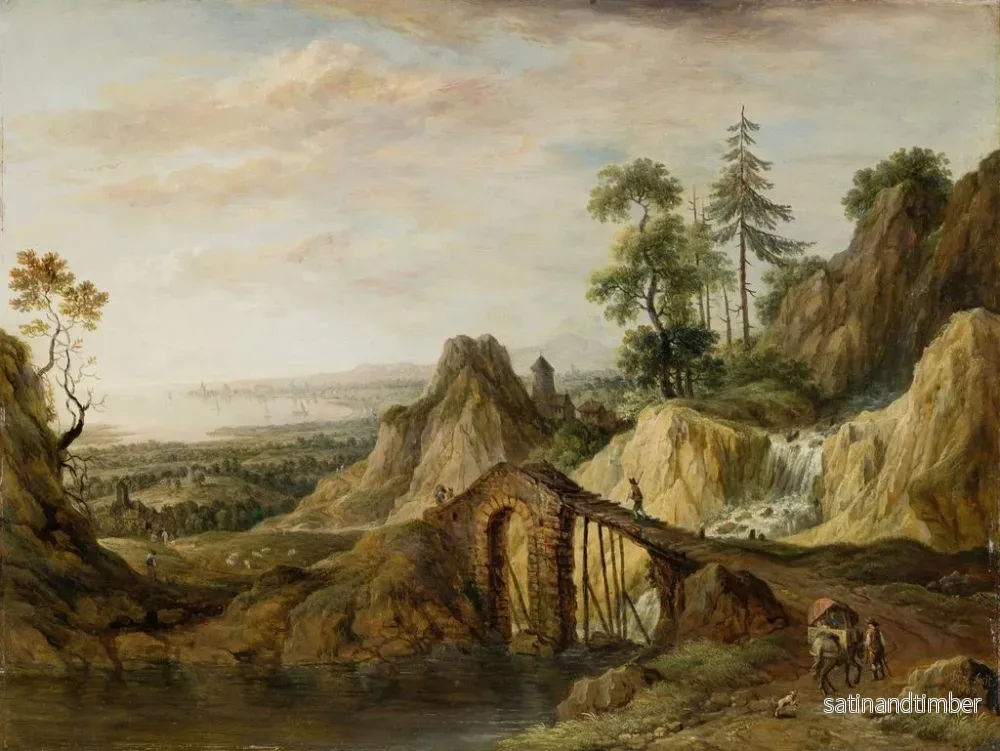Reproduktion av målningen Landskap med en bro - Christian Georg Schütz den Äldre - Bild 2