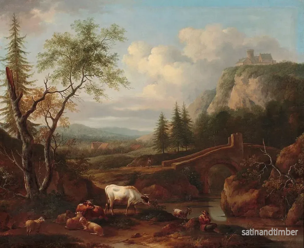 Reproduktion av målningen Landskapsbild av berg med en bro - Joseph Roos - Bild 2