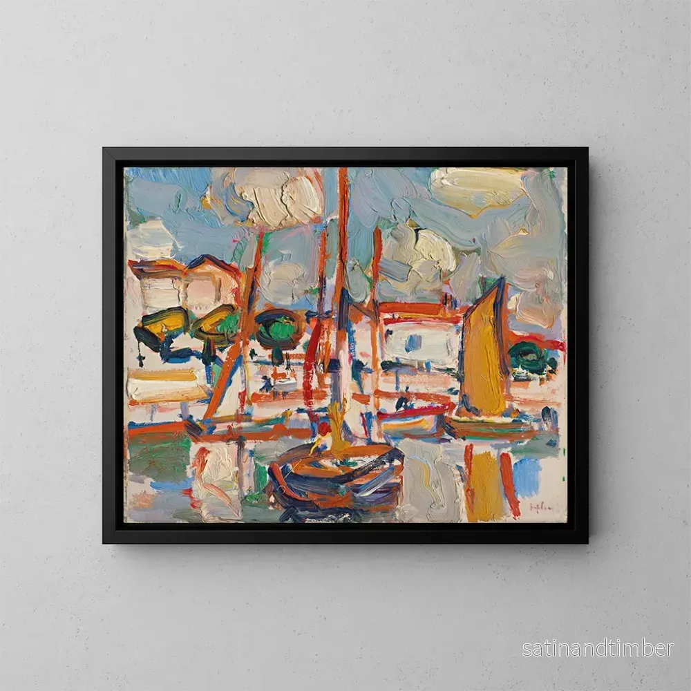 Reproduktion av målningen Båtar i hamn - Samuel John Peploe