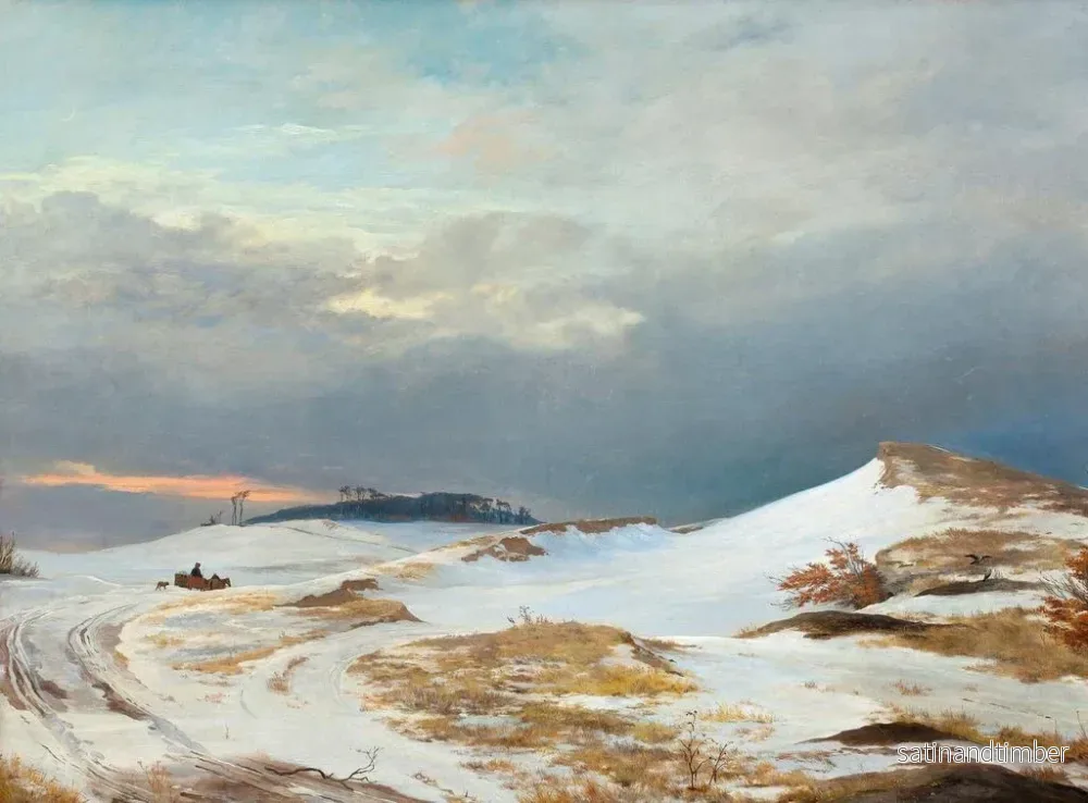 Reproduktion av målningen vinterlandskap med en person från Nordjylland - Johan Thomas Lundbye - Bild 2