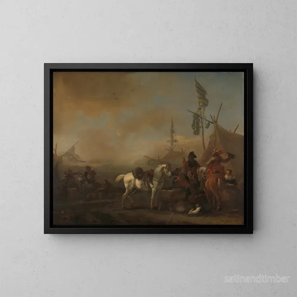 Reproduktion av målningen En militärläger - Philips Wouwerman