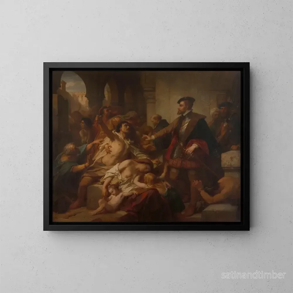 Reproduktion av målningen Charles V frigör slavarna i Tunis – Nicaise De Keyser