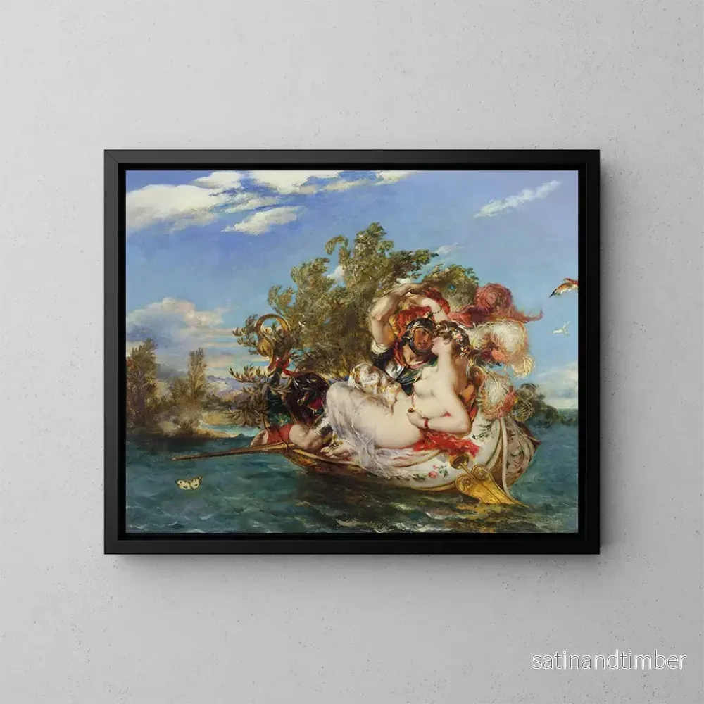 Reproduktion av målningen Phaedria och Cymochles - William Etty