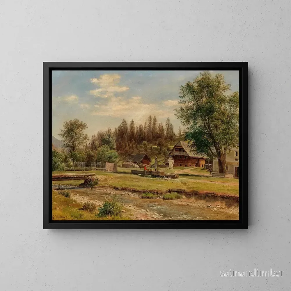 Reproduktion av målningen Vue sur le village de Tutschach près d'Aflenz - Ludwig Halauska