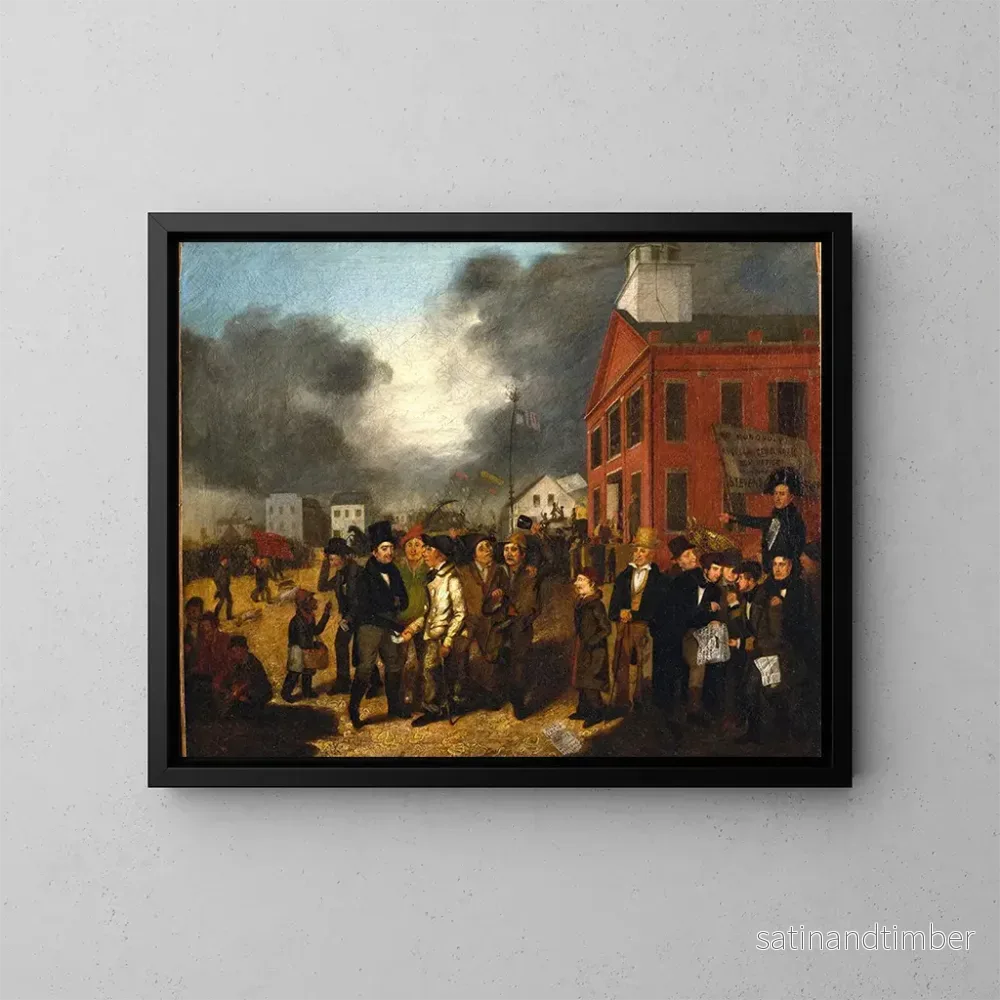 Reproduktion av målningen Första statliga val i Detroit, Michigan, 1837 - Thomas Mickell Burnham
