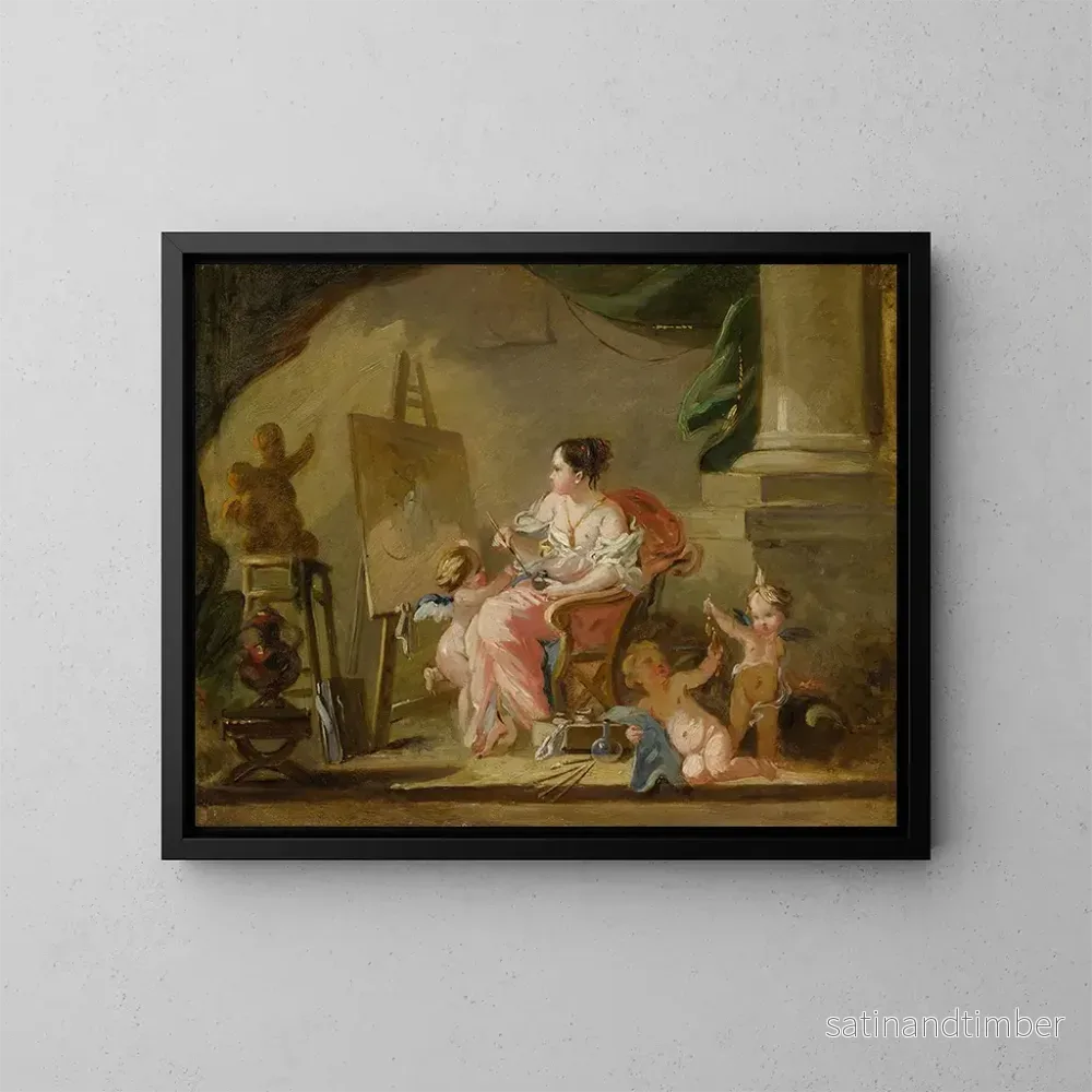 Reproduktion av målningen En allegori av målning - François Boucher-skolan