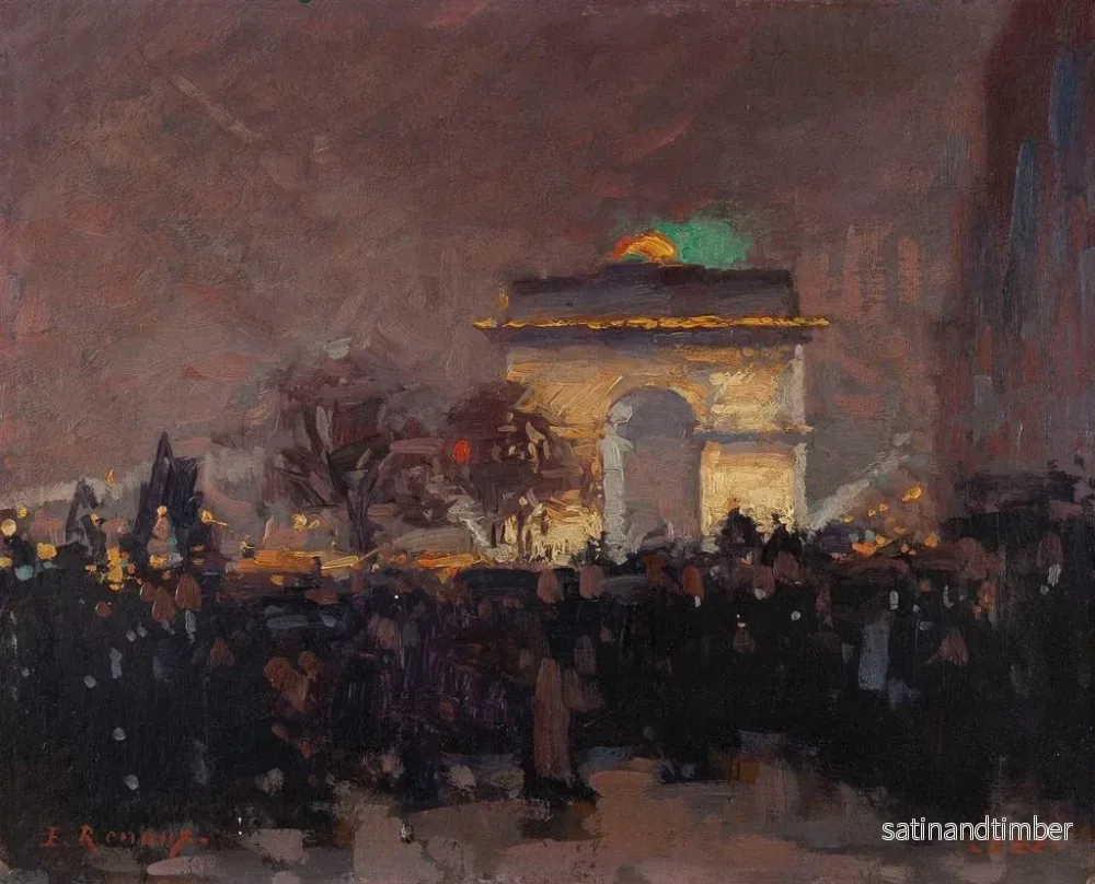 Reproduktion av målningen 11 november 1920 Installation av askan från den okända soldaten under Triumfbågen vid Étoile - Ernest Jules Renoux - Bild 2
