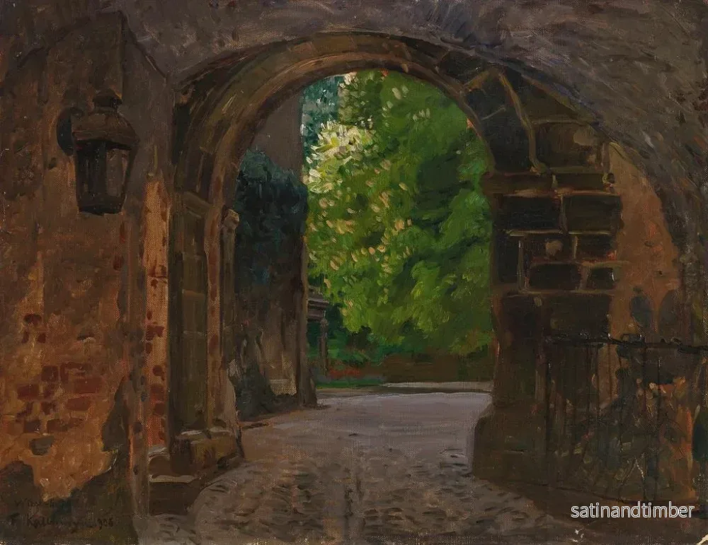 Reproduktion av målningen Porte de la ville, entrée du château de Wiesenburg en Marche - Friedrich Kallmorgen - Bild 2
