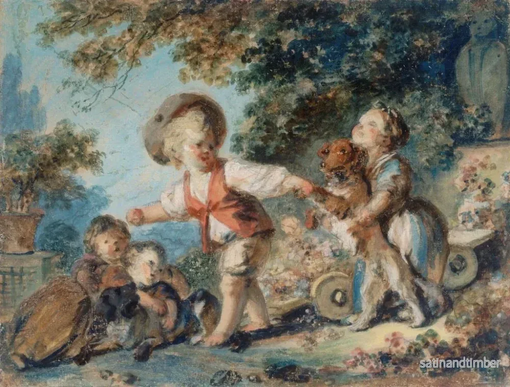 Reproduktion av målningen Barn som leker med två hundar - Jean-Honoré Fragonard - Bild 2