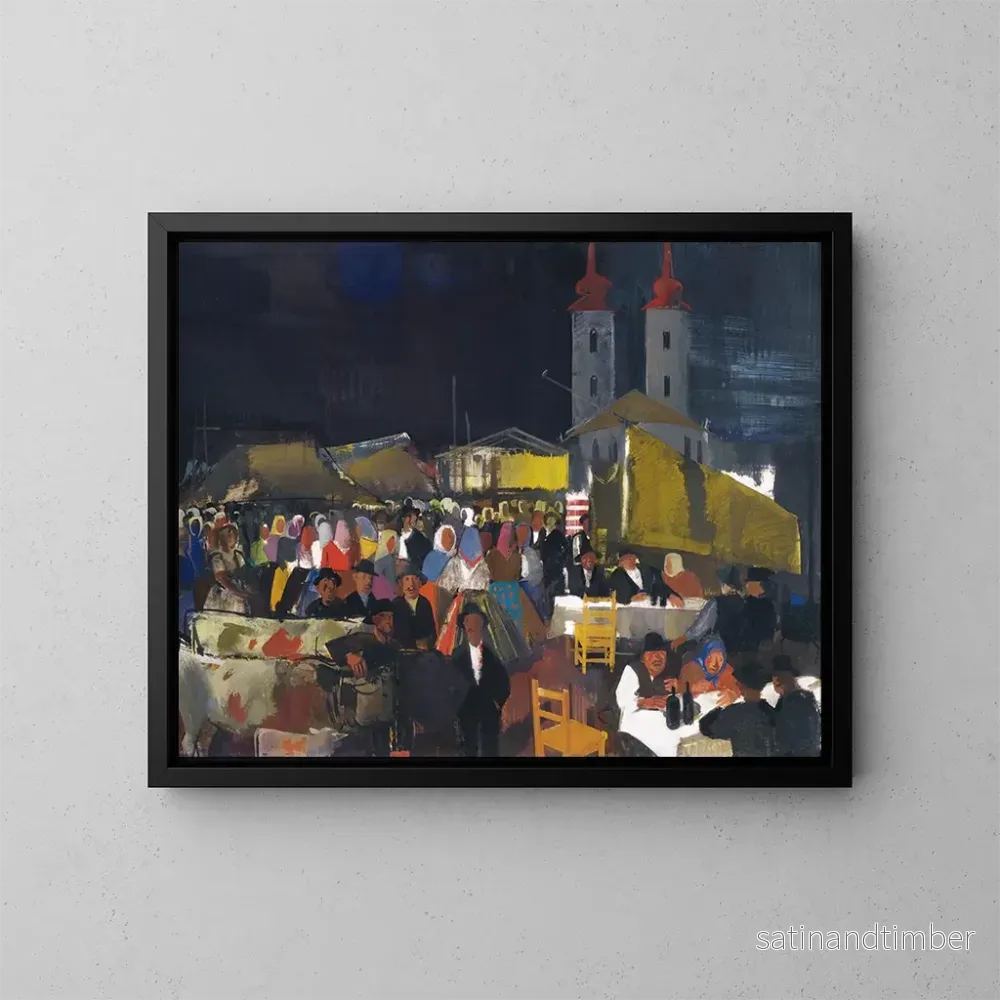 Reproduktion av målningen Figurer på en bymarknad - Vilmos Aba-Novák