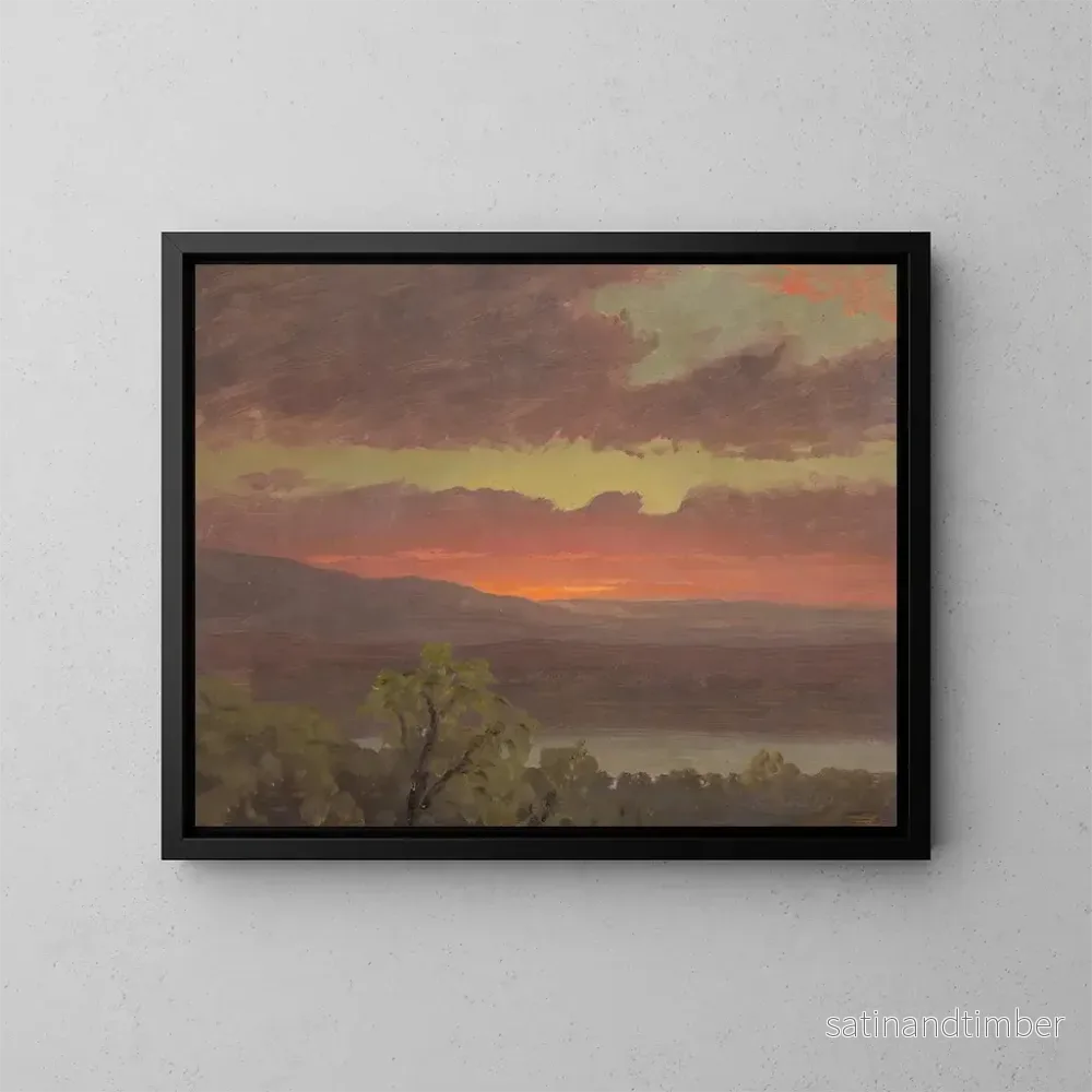 Reproduktion av målningen av solnedgång i Jamaica, Västindien - Frederic Edwin Church
