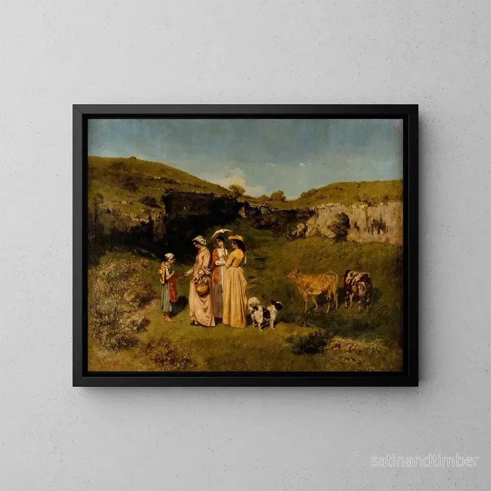 Reproduktion av målningen unga flickor i byn - Gustave Courbet