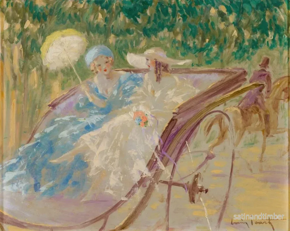Reproduktion av målningen av två eleganta i kalksten - Louis Icart - Bild 2