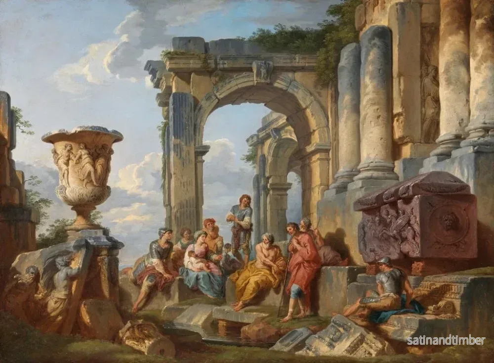 Reproduktion av målningen Ett infall med helige Petrus predikande för romarna - Giovanni Paolo Panini - Bild 2