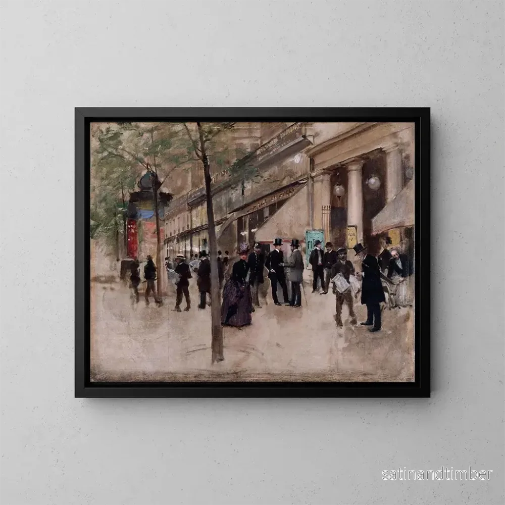 Reproduktion av målningen Le boulevard Montmartre devant le théâtre des Variétés l'après-midi - Jean Béraud