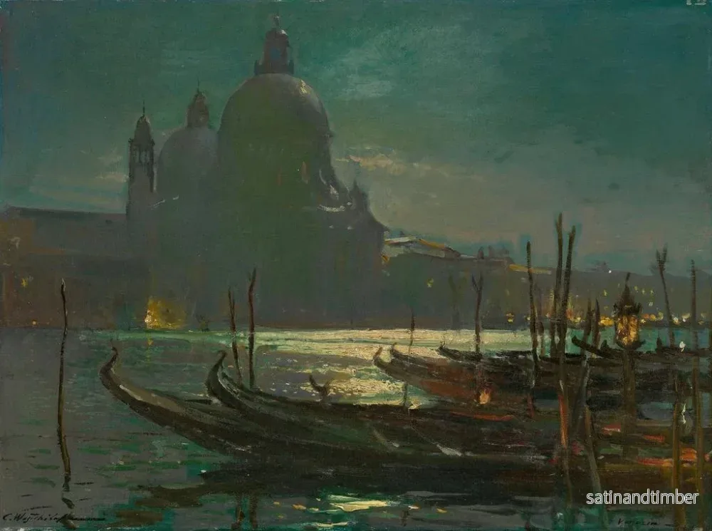 Reproduktion av målningen Vue de Santa Maria della Salute de nuit - Constantin Westchiloff - Bild 2