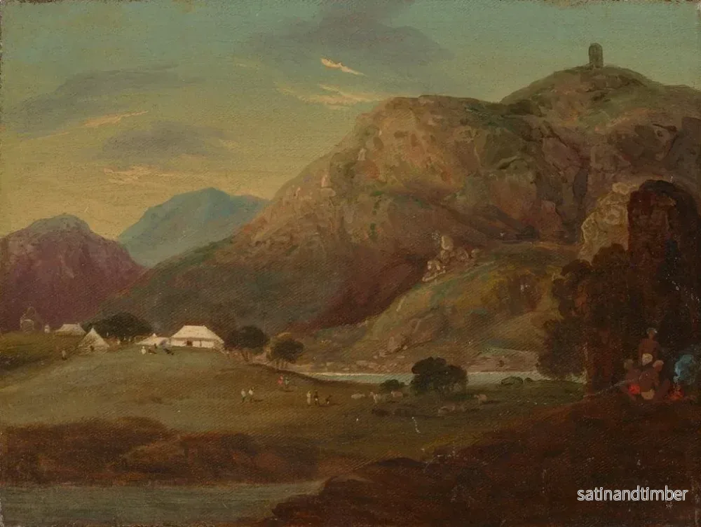 Reproduktion av målningen D: En målning av ett läger vid en flod vid skymningen - Sir Charles D'Oyly - Bild 2