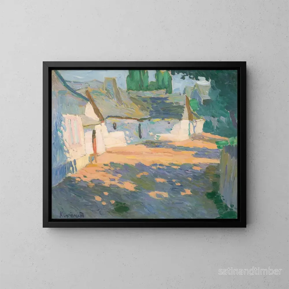Reproduktion av målningen I byns gård på morgonen - Konstantin Korovin