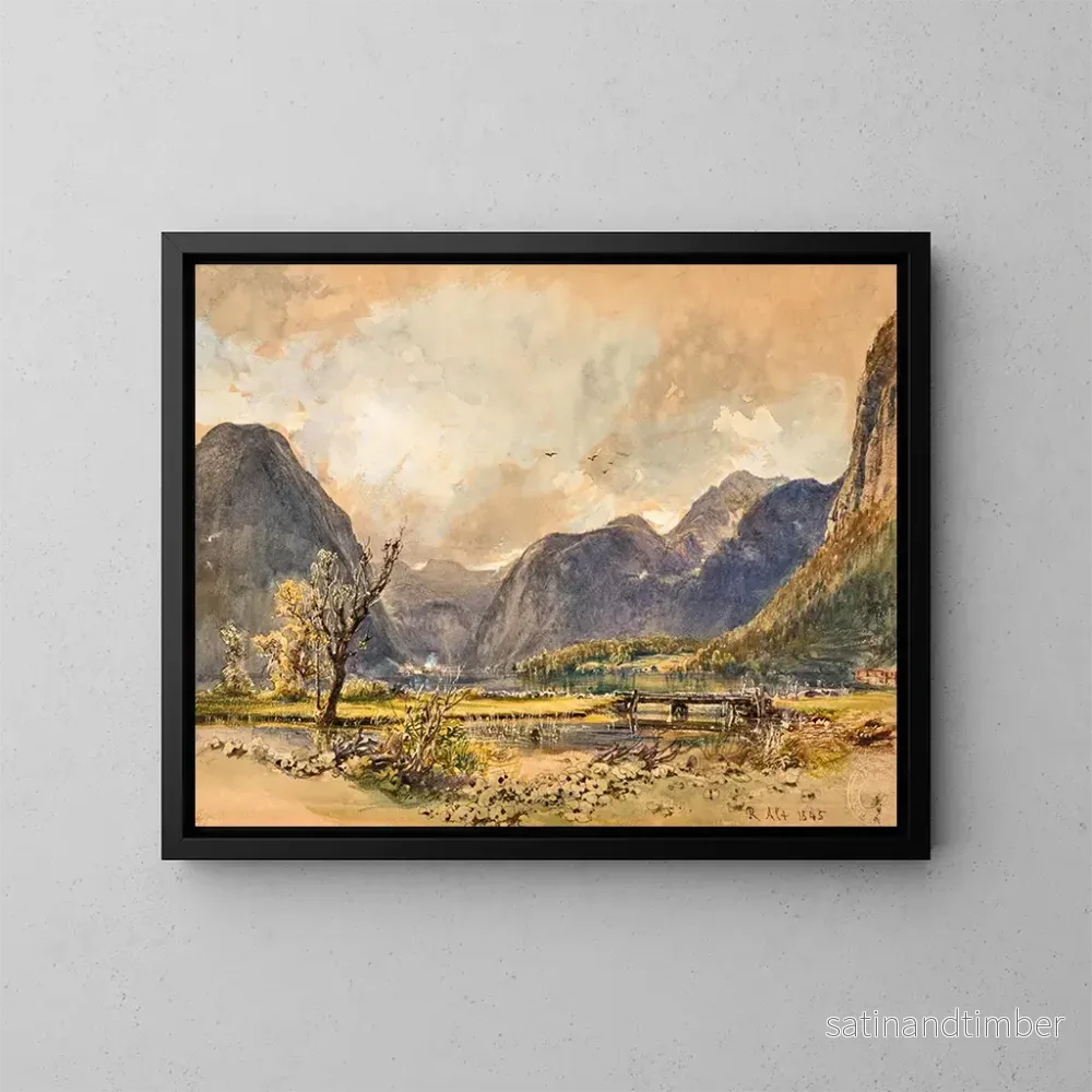 Reproduktion av målningen av Hallstätter See – Rudolf von Alt Reproduktion av målningen av Hallstätter See – Rudolf von Alt