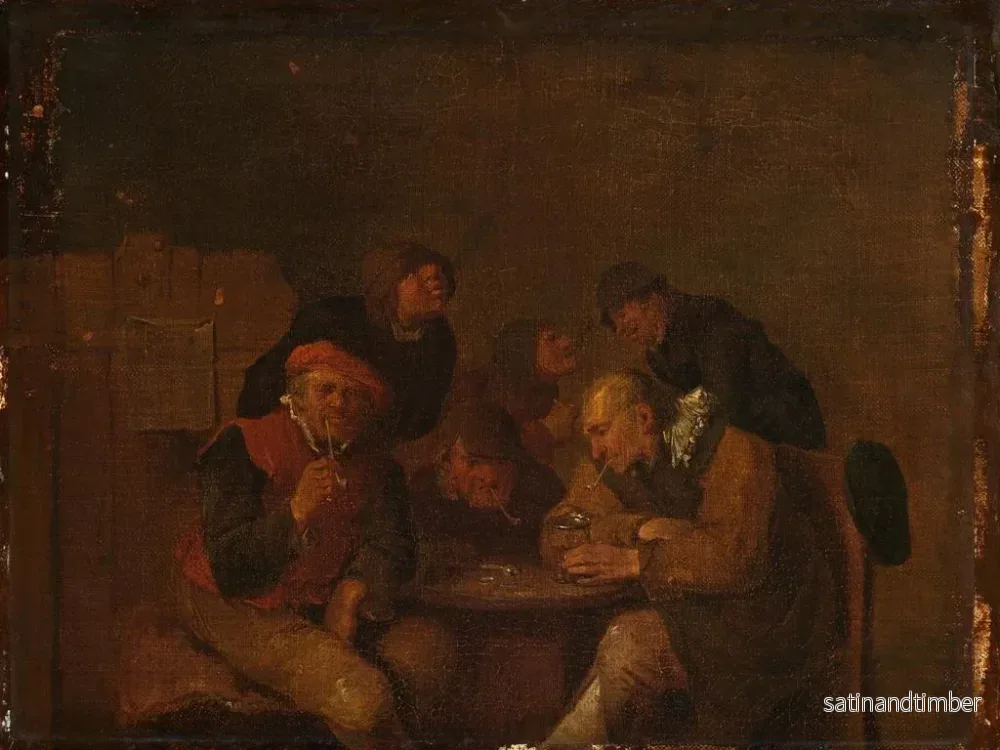 Reproduktion av målningen av sex män som dricker och röker i ett vardagsrum - Egbert van Heemskerck - Bild 2