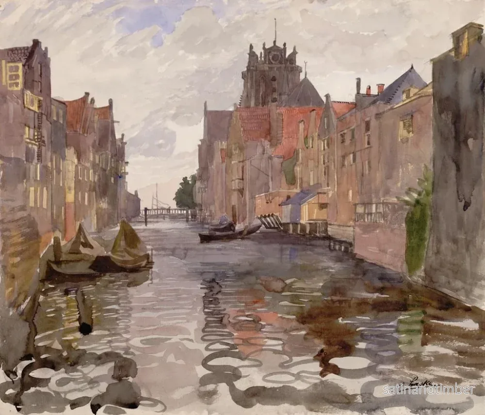 Reproduktion av målningen Canal à Dordrecht - Oskar Laske - Bild 2