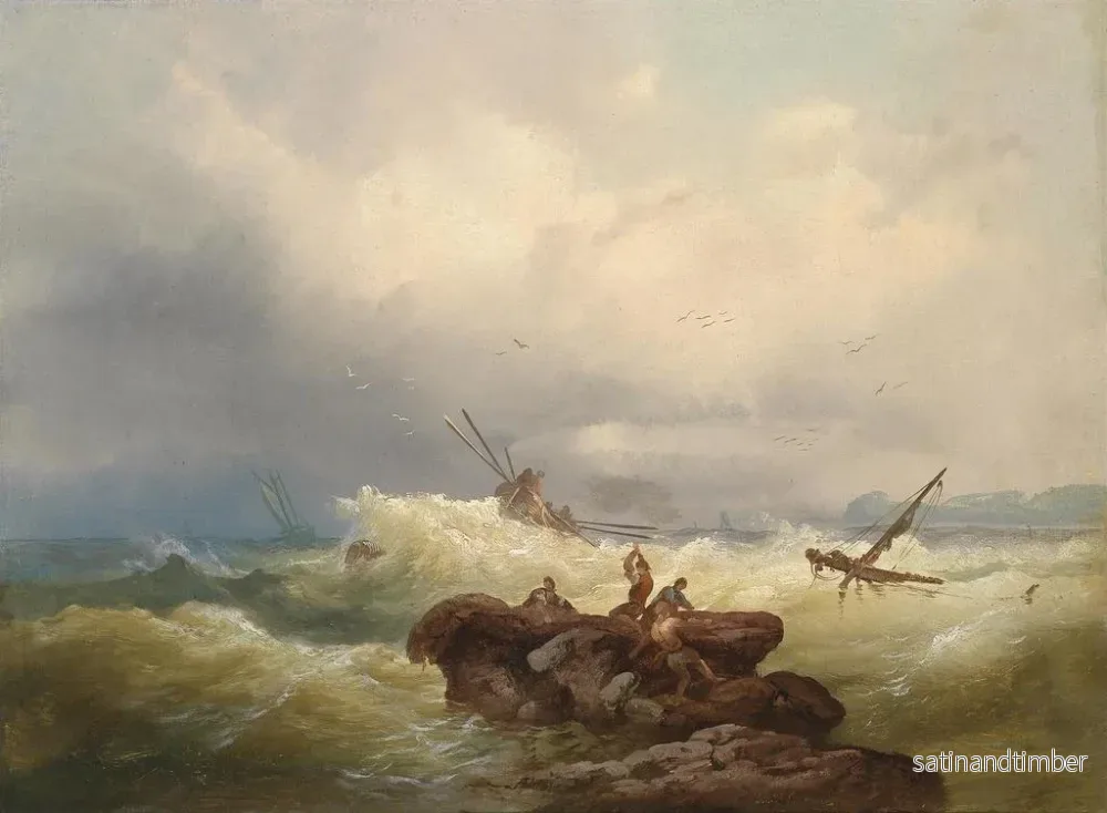 Reproduktion av målningen av klippor vid en stormig havsrand - Josef Carl Berthold Püttner - Bild 2