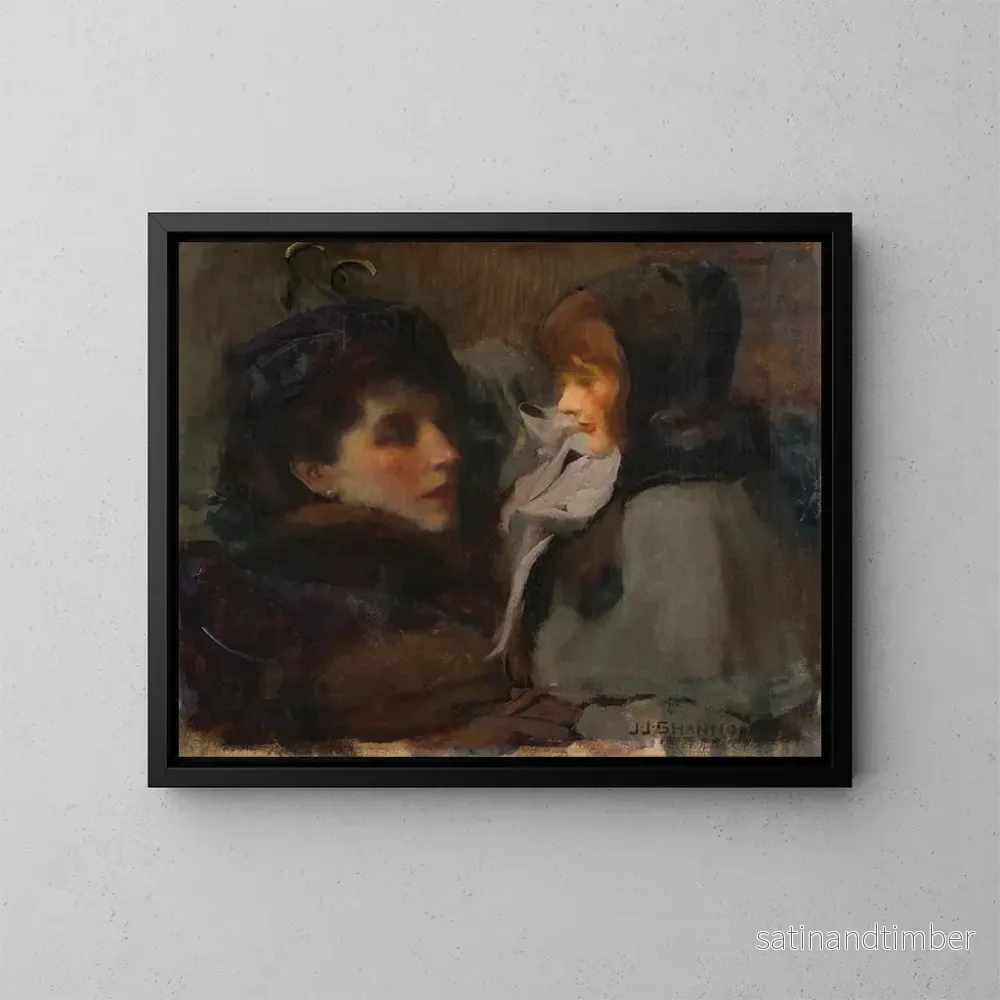 Reproduktion av målningen La femme et la fille de l'artiste - James Jebusa Shannon