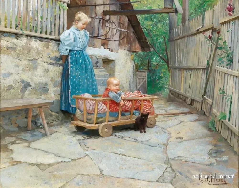 Reproduktion av målningen Excursion en chariot à bras - Gustav August Hessl - Bild 2