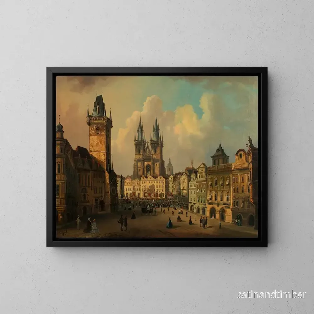 Reproduktion av målningen L'anneau de la vieille ville à Prague - Ferdinand Lepié