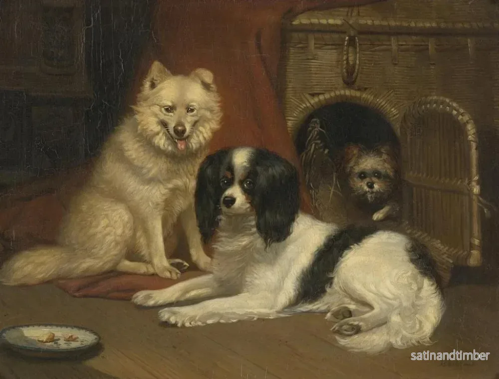 Reproduktion av målningen En vallhund, en King Charles spaniel och en terrier - Bernard te Gempt - Bild 2