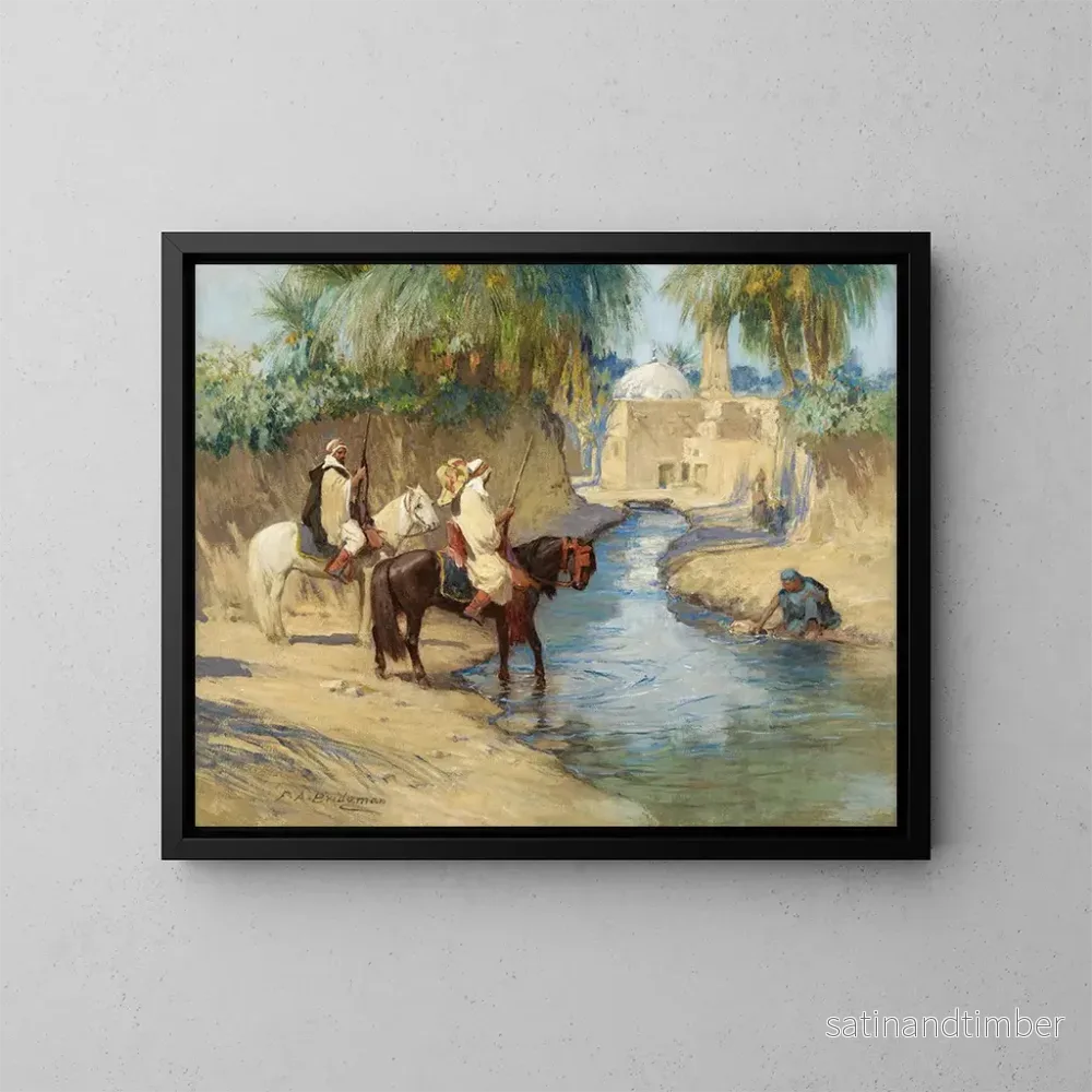 Reproduktion av målningen av jaktsäsongen - Frederick Arthur Bridgman
