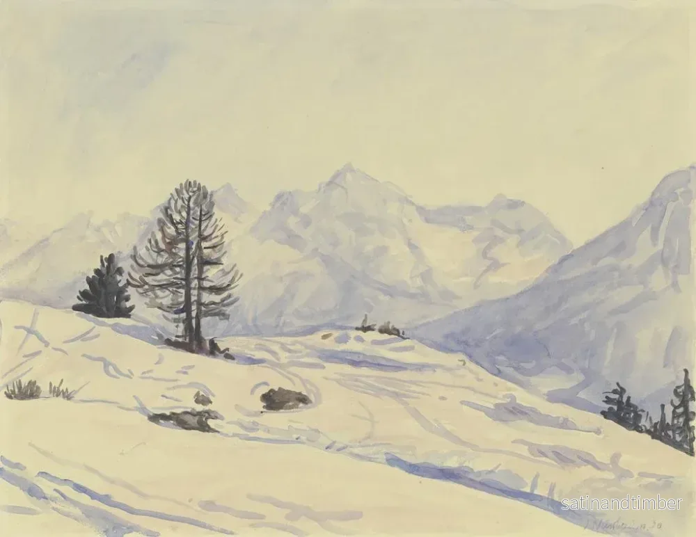 Reproduktion av målningen vinterlandskap i nedre Engadine - Jakob Nussbaum - Bild 2