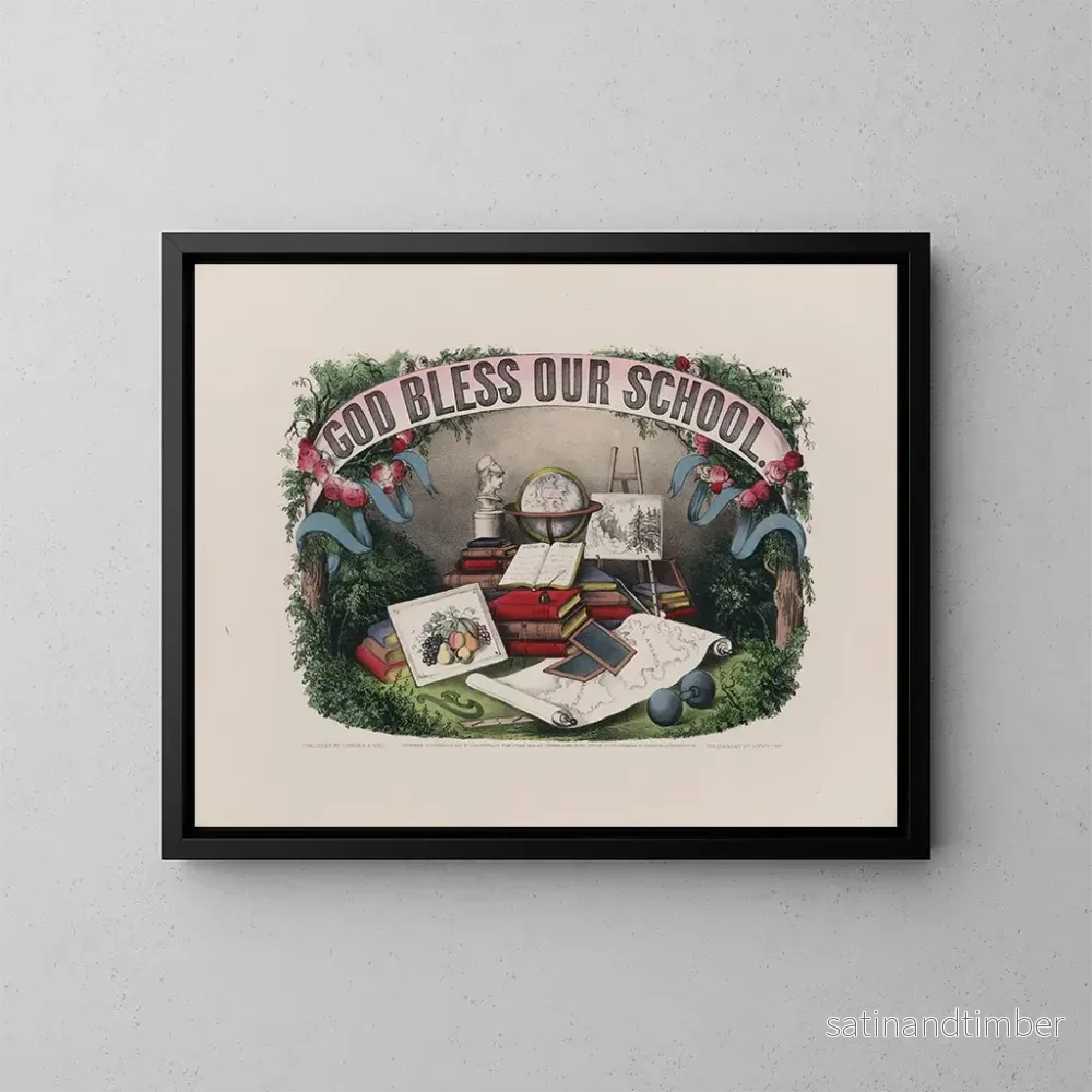 Reproduktion av målningen Gud välsigne vår skola - Currier & Ives