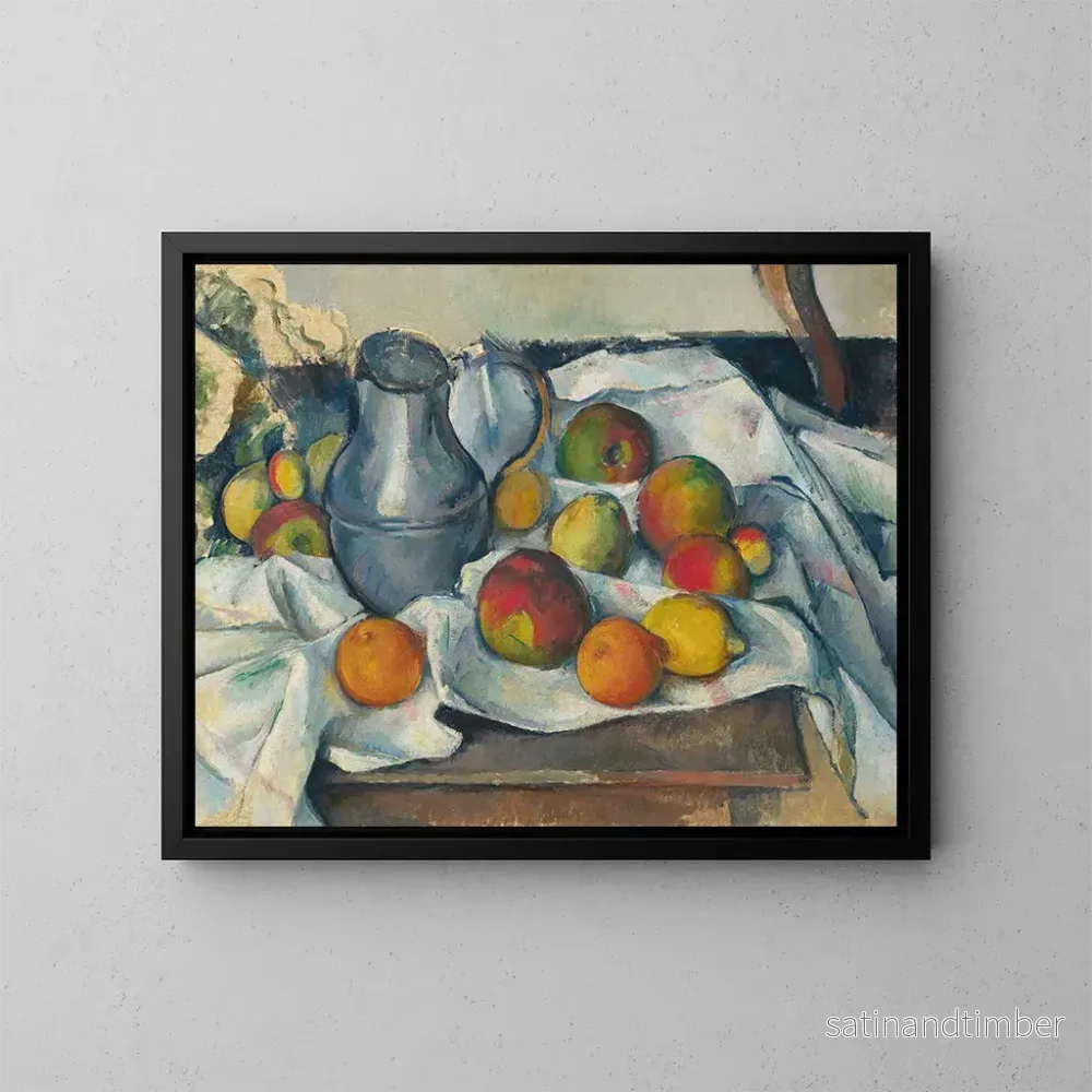 Reproduktion av målningen Kittel och frukter - Paul Cézanne